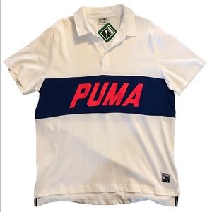 XL Men’s Puma polo shirt (white, blue, red)